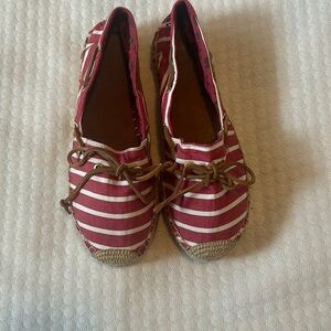 Sperry Top Siders Espadrille Flat Red White Striped 8.5